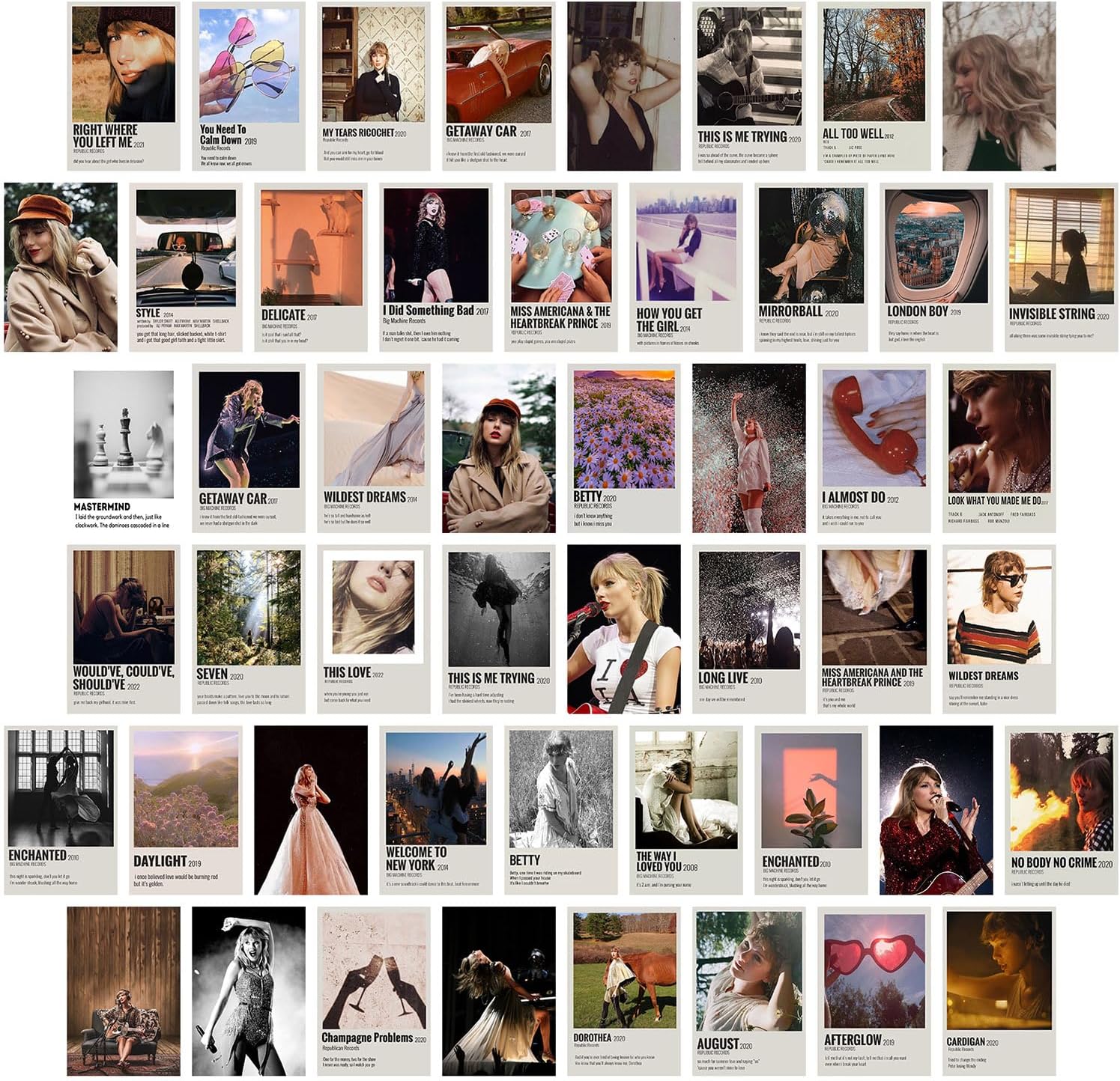 Wall Décor - GIFTSFARM Taylor Aesthetic Poster, Music Posters for Wall Decor, Swift Gift Merch, Album Lyrics Inspired Wall Collage (Set of 50, 4 x 6 in)