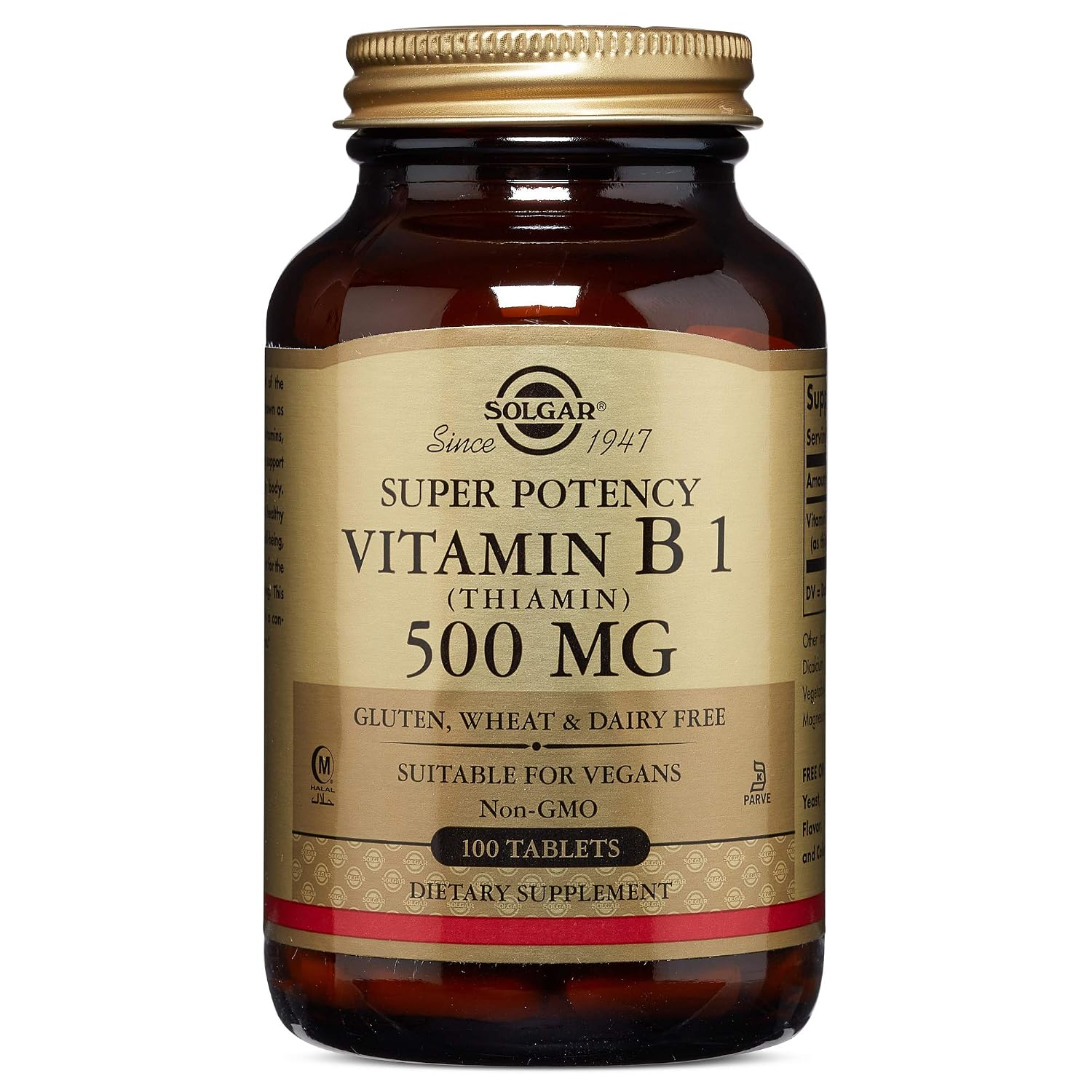 Solgar Vitamin B1 (Thiamin) 500 mg, 100 Tablets 1 Pack
