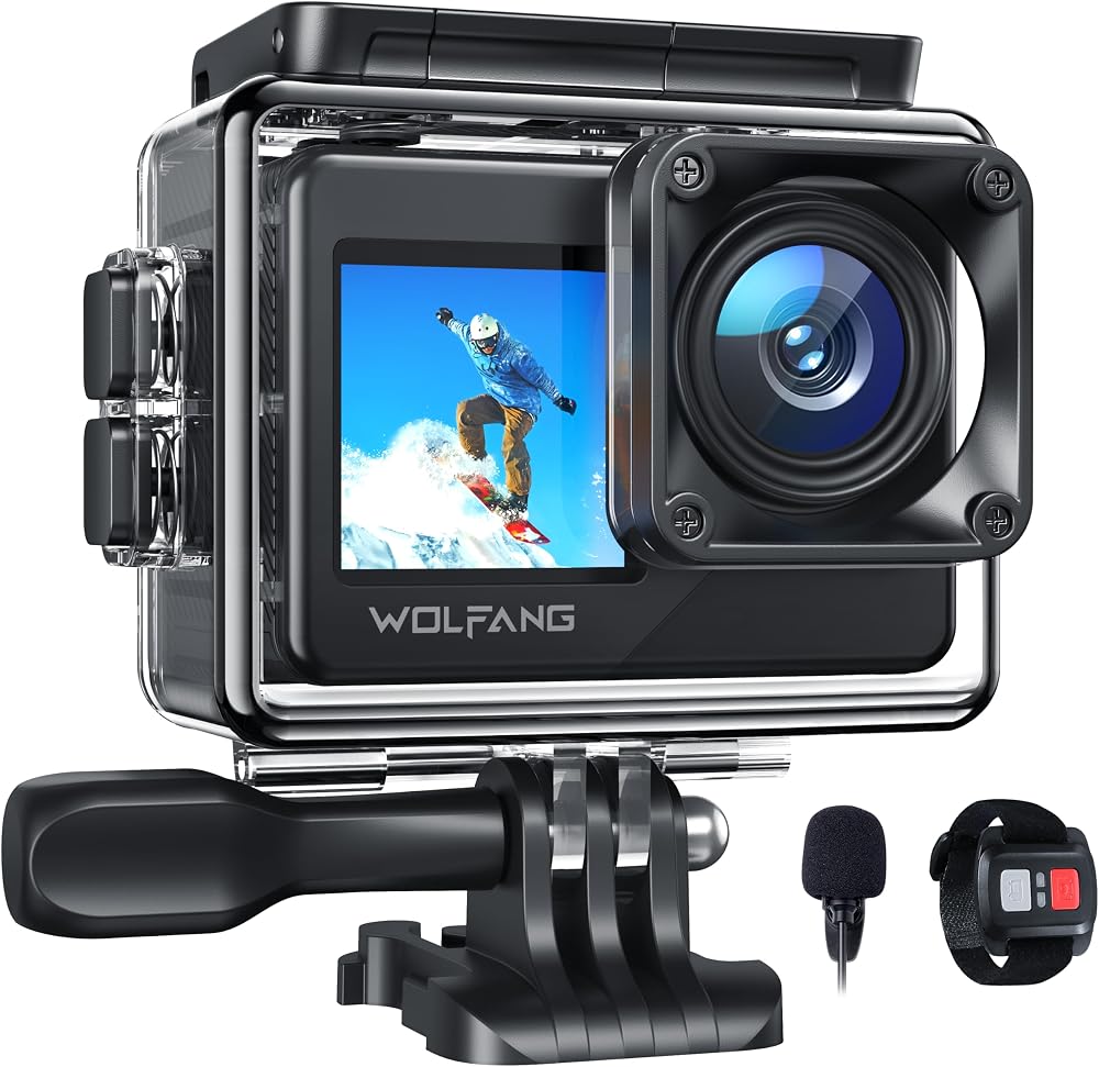 WOLFANG GA120 4K Action Camera 20MP EIS WiFi Dual Screen 40M Waterproof EIS Mic