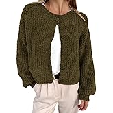 BTFBM Cardigan Sweaters for Women Fall 2026 Long Sleeve Button Down Soft Loose Chunky Knit Outwear Cropped Winter Coats