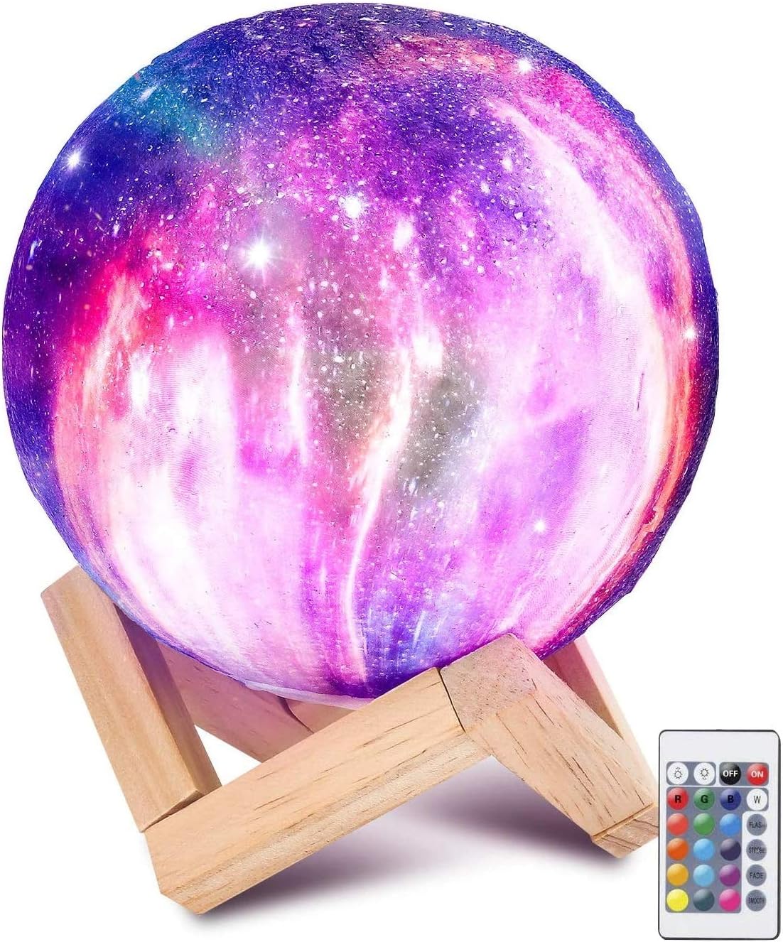 Laelr Moon Lamp, 16 Colors 3D Printed Full Moon Light USB Rechargeable LED Night Light Modern Floor Lamp Dimmable Touch Control Table Lamp Brightness Light for Festival Kids Christmas Birthday Party