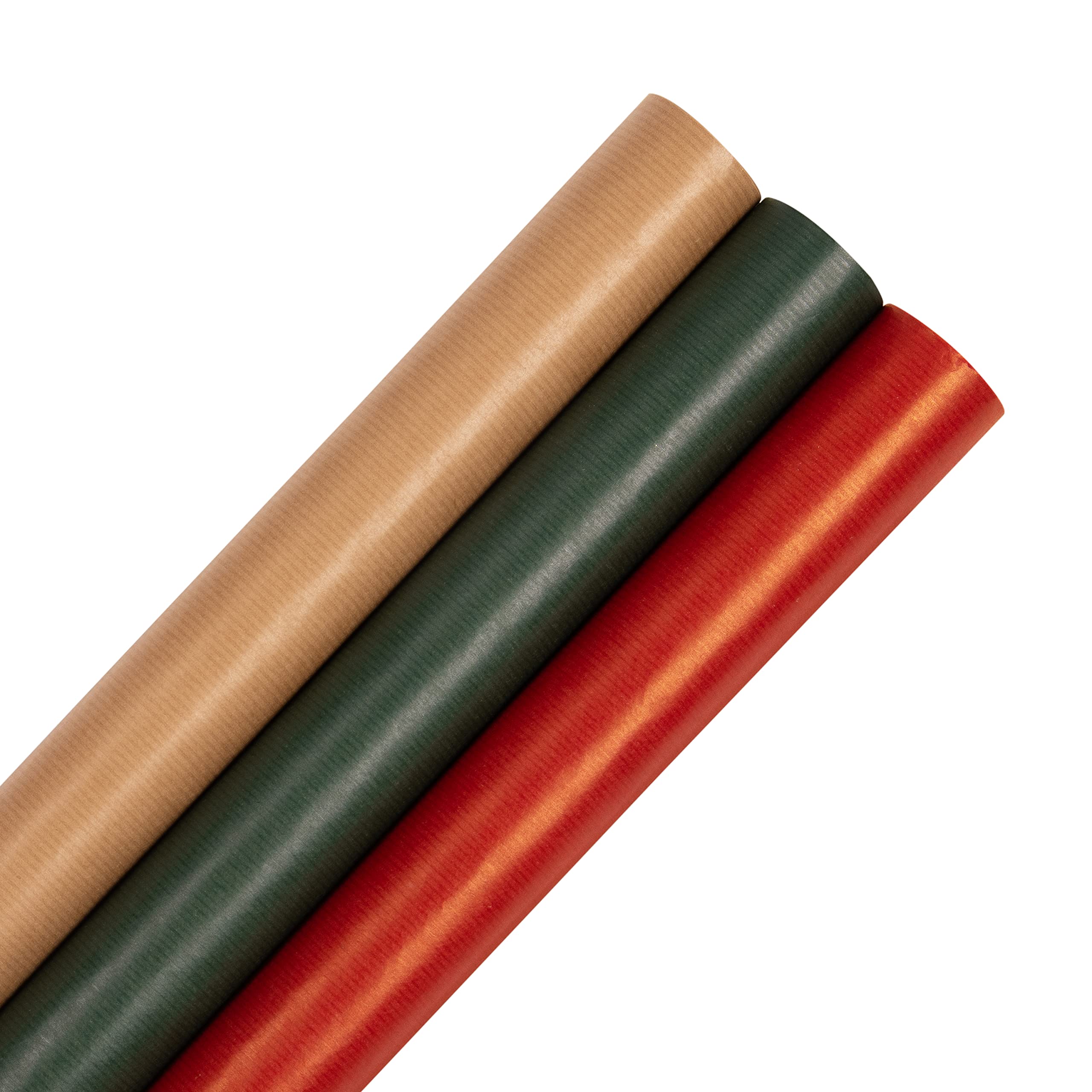 Hallmark Multi Occasion Multi-Roll Kraft Wrapping Paper, Pack of 3, 3M Each - 3 Rolls in 3 Colours (Christmas/Birthday/Anniversary)