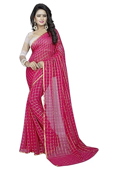 Winza Designer Womens Georgette Saree with Blouse (CHOKDA RANI_Pink)