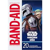 BAND-AID Brand Adhesive Bandages, Star Wars: The Mandalorian and Grogu | First Aid Decorative Bandages with Star Wars: The Mandalorian and Grogu, 20 Count Assorted Wound Care for Kids' Minor Wounds
