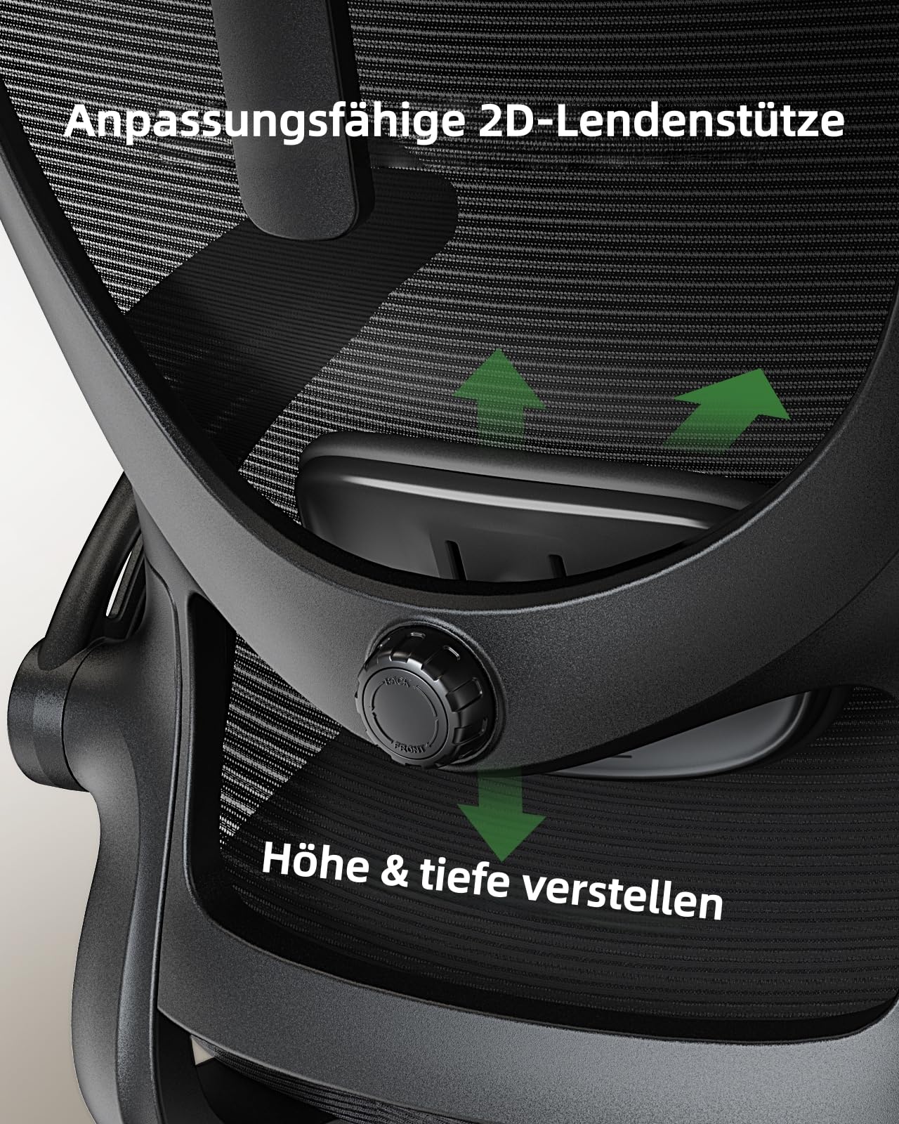 Marsail Bürostuhl Ergonomisch Schreibtischstuhl hat Verstellbarer Lordosenstütze Kopfstütze und Armlehne Höhenverstellung und Wippfunktion, Schwarz 6