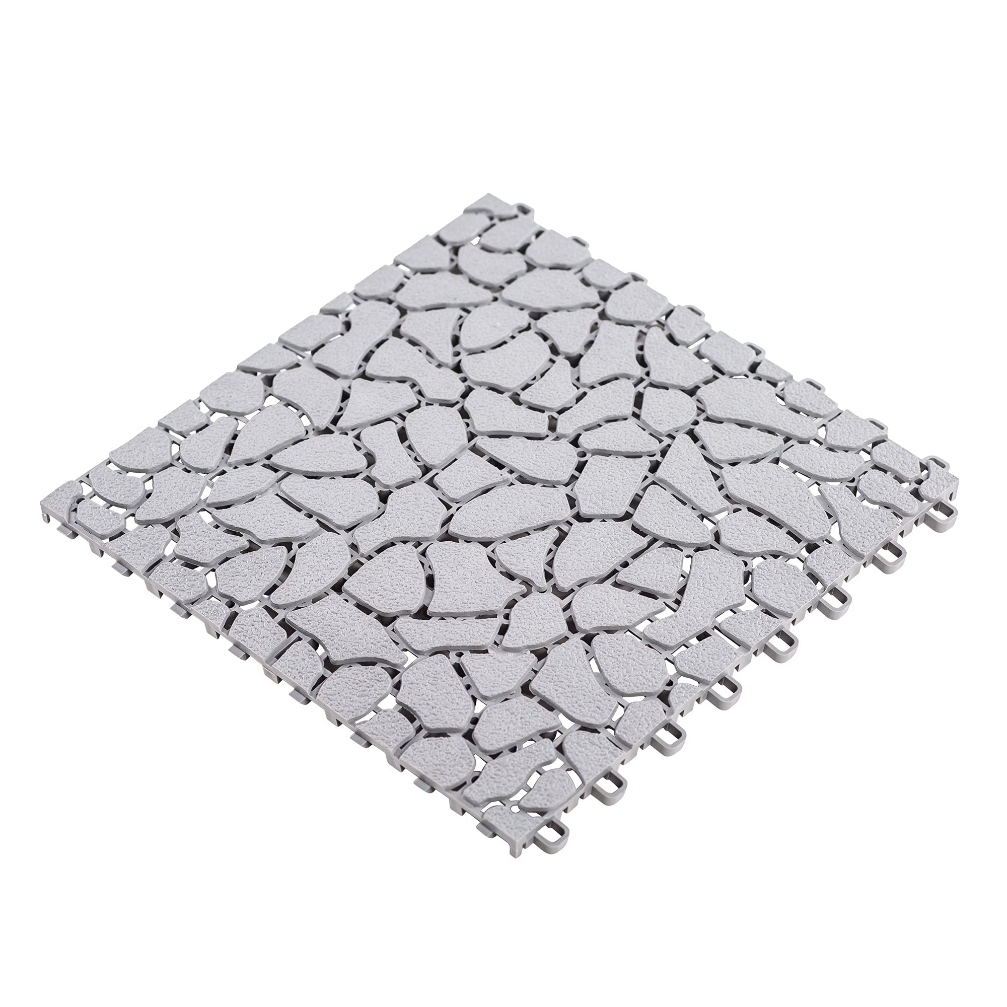 UPP Garden Path Tiles 30 x 30 cm | Quick & Easy to Lay Outdoor Plastic Tiles | Neat Decking for Patio, Pool and Balcony I Easy Garden Flooring with Interlocking Patio Tiles [6 pcs, Stone]