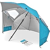Sport-Brella Premiere UPF 50+ Umbrella Shelter for Sun and Rain Protection (8-Foot), Aqua