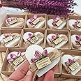 Heart Shaped Soaps 12-Pack, Handmade Scented Mini Soaps for Bridal Shower Party Favors, Tea Party, Wedding, Baby Shower & Engagement Gifts for Guests, Thanks You for Celebrating with Us Wooden Tag