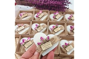 ROSSESIE Heart Shaped Soaps 12-Pack, Handmade Scented Mini Soaps for Bridal Shower Party Favors, Tea Party, Wedding, Baby Shower & Engagement Gifts for Guests, Thanks You for Celebrating with Us Wooden Tag