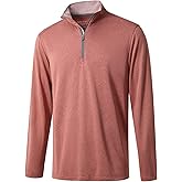 MICHEL ROUEN Quarter Zip Pullover Men Long Sleeve Dry Fit Moisture Wicking 1/4 Zip Pullover Mens Mock Neck Heather Sweatshirt