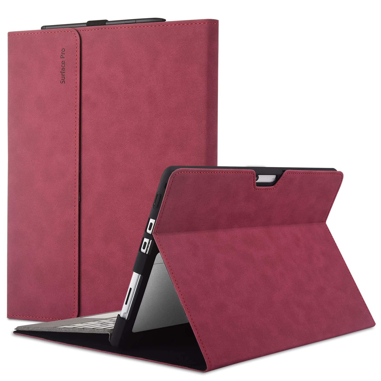 xisiciao 13 Inch Case for Microsoft Surface Pro 8 (2021) with Stylus Holder, Ultral Thin Lightweight Business Portfolio, Compatible with Type Cover Keyboard. (13 Inch, Burgundy)