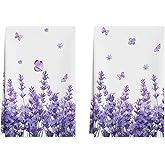 XCHI Watercolor Lavender Butterfly Spring Kitchen Towels Summer Dish Towels 18x26 Inch Home Kitchen Decorations Hand Towels Set of 2 Drying Dishcloth