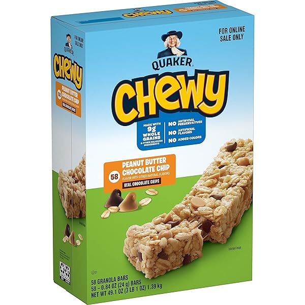 QUAKER CHEWY GRANOLA BARS, PEANUT BUTTER CHOCOLATE CHIP,...
