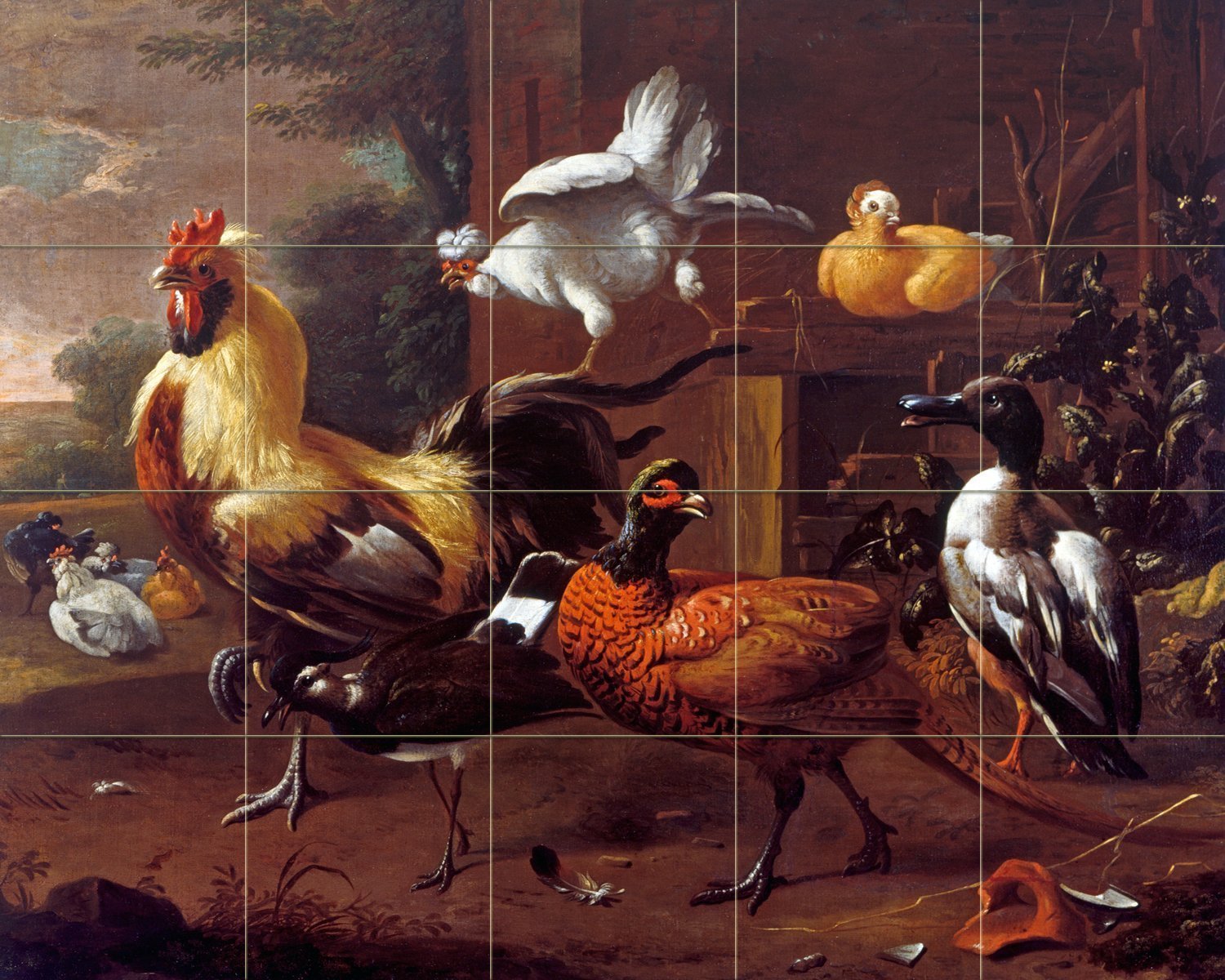 Henhouse bird duck farm Tile Mural Kitchen Bathroom Backsplash Marble Ceramic