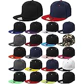 15 Pack Snapback Hats for Men Hip Hop Style Solid Baseball Hats Adjustable Snapback Cap Flat Brim Baseball Caps