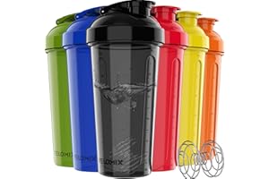 VELOMIX -6 PACK- 28 oz Shaker Cups for Protein Shakes - 6x Wire Whisk | Leak Proof Large Shaker Bottles for Protein Mixes | BPA-Free Protein Shaker Bottle | Protein Cups Shaker