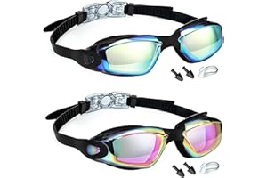 LOCONHA Swim Goggles, 2 Pack Swimming Goggles Anti Fog No Leaking For Adult Women Men Youth