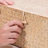 woodluv Set of 3 Seagrass Storage Boxes with Lid Lightweight Baskets view 5
