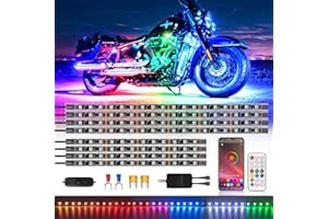 ZONECONA 8PCS Chasing Dreamcolor Motorcycle LED Lights Kit w/APP/RF Remote Brake Turn Signal,RGB+IC Motorcycle underglow LED Strip Lights 12v Exterior Waterproof Multicolor for Harley Honda Yamaha