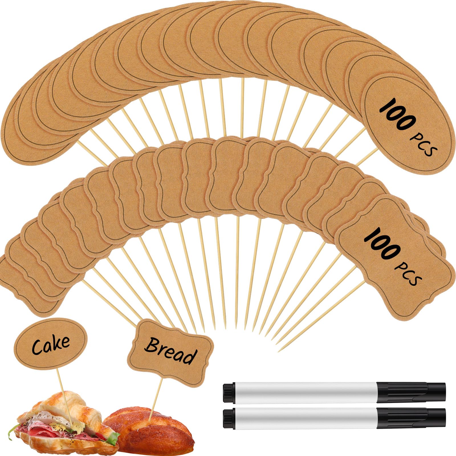 Cheese Labels & Markers For Charcuterie Boards - 40-Pack Blank Chalkboard Tags With Heart-Shaped Steel Picks For Parties - View #5