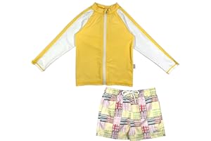 SwimZip Boys' Long Sleeve Rash Guard & Swim Shorts Set - UPF 50+ Sun Protection