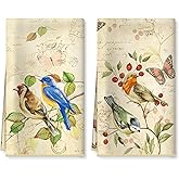 Arquiel Bird Branch Microfiber Kitchen Towels, Soft Absorbent Hand Towel 15.7 × 23.6 inch, Thick Dish Cloth for Party Anniversary Holiday Decoration Housewarming Gifts