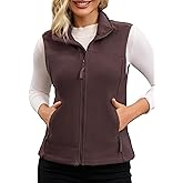 Haianguoji Women's Full-Zip Soft Polar Fleece Vest with Side Pockets Warm Fashion Stand Collar for Fall and Winter