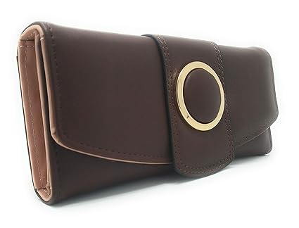 LADONNA Imported Womens/Girls Wallet Clutch Card Holder Purse with Zipper (Brown) LD-Round