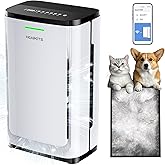 Pet Air Purifier Large Home up to 4200 sq ft, Suck up Floating Cat Dog Hair, 7-Stage Filter Anion Activated Carbon HEPA Air Purifiers WiFi for Dander Odor Allergies Smoke Dust, Zero Ozone, P339 White