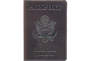 Shvigel US Leather Passport Book Cover - Thin American Travel Passport Holder - Premium International USA Passport Protector Case for Women Men (Brown Vintage New)