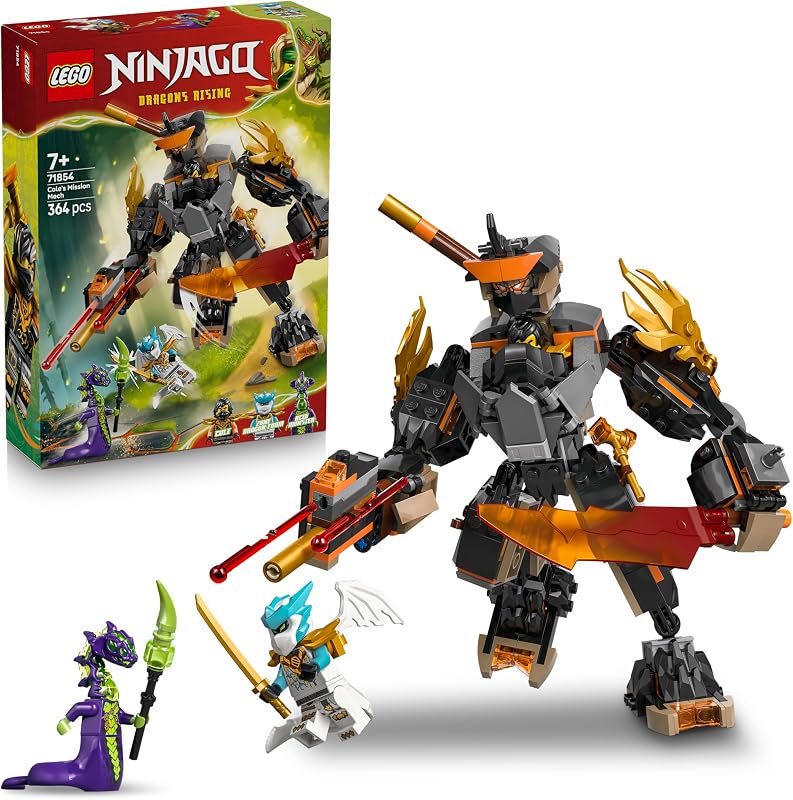 NINJAGO Coles Action-Mech und Drachen-Zane - Ninja Spielzeug für Jungen und Mädchen - Modellbau mit Actionfigur, 3 Minifiguren und Schwertern - Geschenk für Kinder ab 7 Jahren - 71854 — Foto 1 von 8