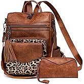 CTTOVIS Backpack Purse for Women Fashion Designer Backpack Ladies Travel Convertible Shoulder Bags (Leopard&Brown)