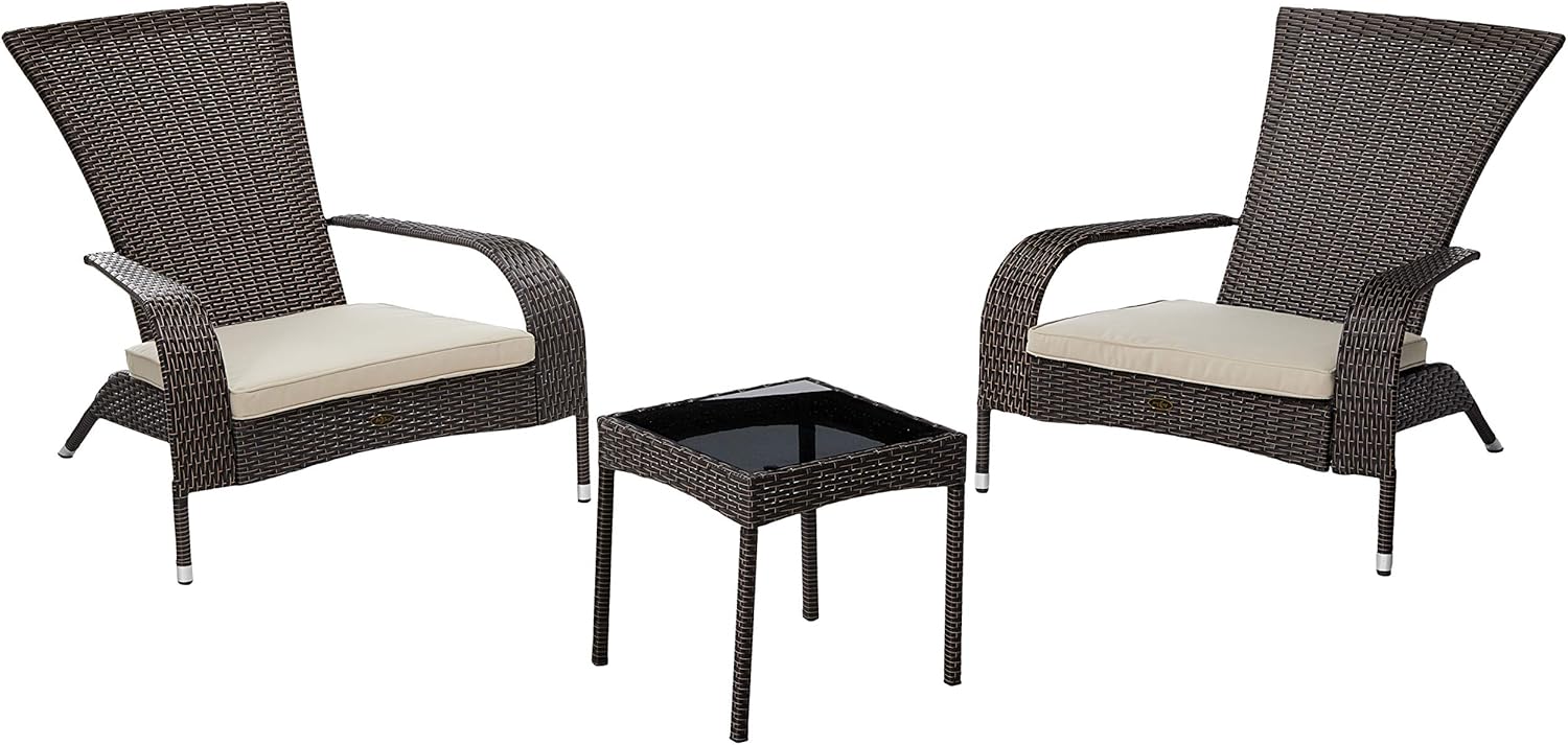 Amazon Com Patio Sense 3 Piece Wicker Lounge Chair Set Of 2 And Glass Top End Table Set Coconino Patio Conversation Set Porch Garden Outdoor Lawn Yard Bistro Furniture Table And Chairs Set With