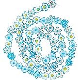 Airssory 56pcs/Strand Handmade Millefiori Glass Bead Strands Flower Blue for Bracelets Necklace Pendants Jewelry Making DIY Craft - 9mm