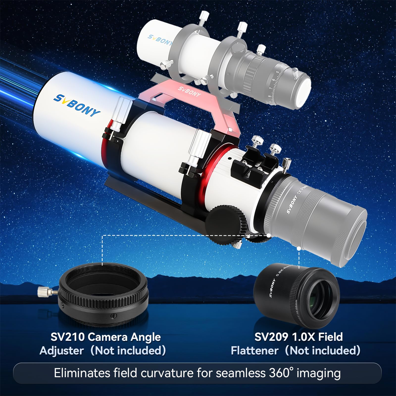 SVBONY Telescopio SV550, Refractor Apocromático Triplete 80ED F6 OTA, Enfocador Rap de Micro-Reducción de 2.5, Distancia de Enfoque Trasero de 87 mm, Telescopio para Adultos de Alta Potencia, para Astrofotografía y Visual de Cielo Profundo SVBONY Telescopio SV550, Refractor Apocromático Triplete 80ED F6 OTA, Enfocador Rap de Micro-Reducción de 2.5, Distancia de Enfoque Trasero de 87 mm, Telescopio para Adultos de Alta Potencia, para Astrofotografía y Visual de Cielo Profundo