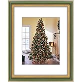 Golden State Art,11x14 Ornate Picture Frame for 8x10 Photo with Mat or 11 x 14 Prints Without Mat, Real Glass Wall Display Horizontally or Vertically (Color:Green Gold)