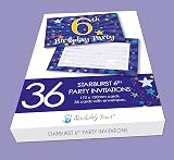 Absolutely Yours Age 6 Party Invitations Pack of 36 Blue Starburst UK Printed view 3