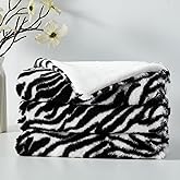 DREAMNINE Soft Cozy Plush Fuzzy Zebra Faux Rabbit Fur Throw Blanket 50" x 60", Double Sided Thick Warm Shaagy Fluffy Blankets for Winter, Cute Comfy Shag Animal Blanket for Women Kids, White and Black