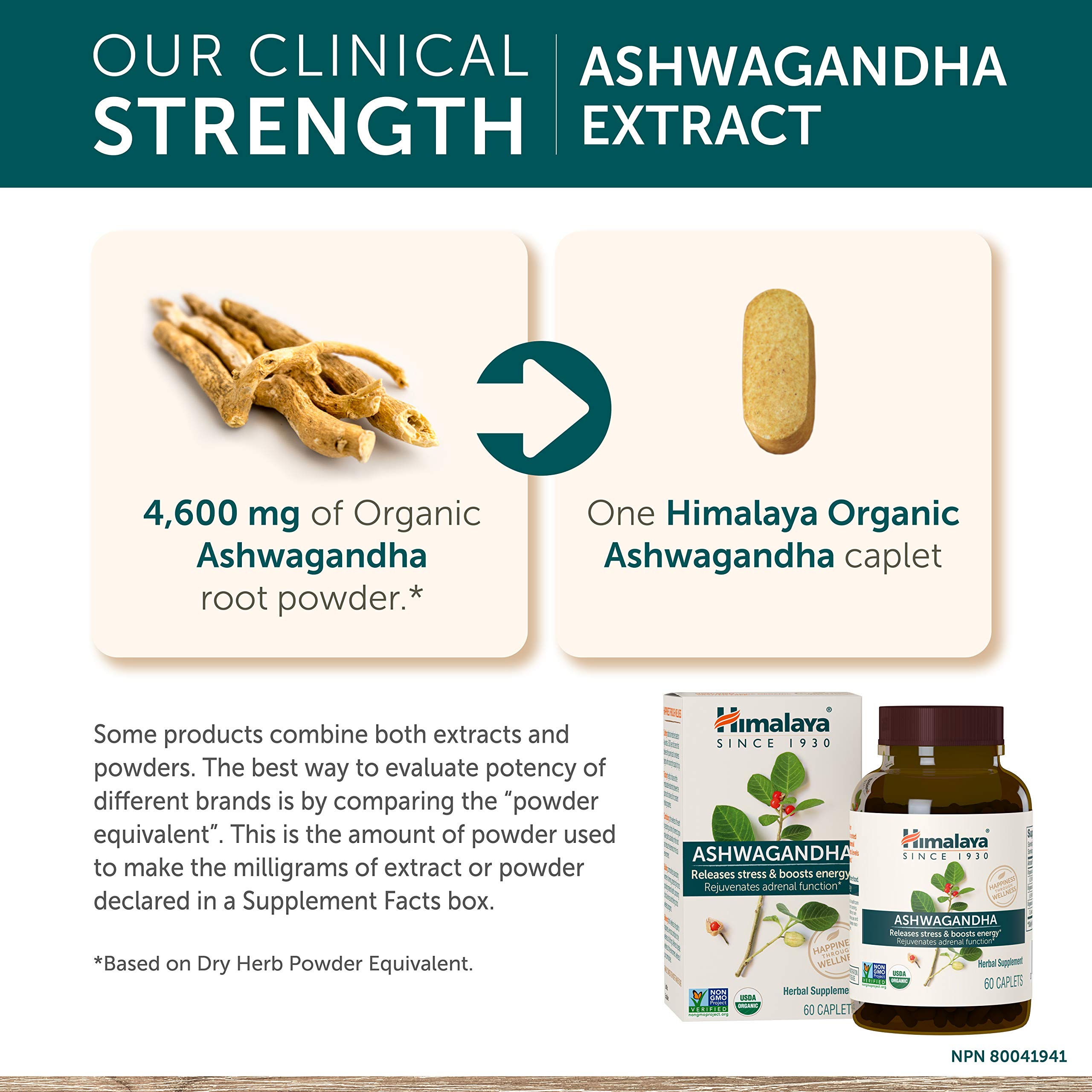 Himalaya Organic Ashwagandha, Natural Stress & Anxiety Relief, Energy Supplement, 670 mg, 60