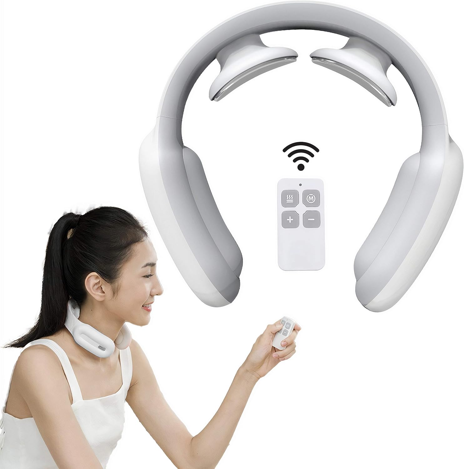 Intelligent Neck Massager with Heat - Deep Tissue Massager for Neck Pain Relief, 3 Modes 15 Speeds Ergonomic Handheld Massager, Electric Pulse Neck Massage for Women and Men (White): Health & Personal Care