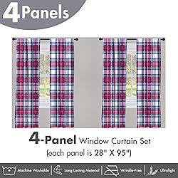 Ambesonne Plaid Window Curtains Pack of