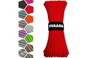 VVAAGG 1000 Paracord Rope, 50ft 12 Strand Parachute Cord for Crafting, DIY Projects, Survival Bracelets, Camping, Tent, Clothsline, Outdoor Hiking, Fishing (Red, 50FT)