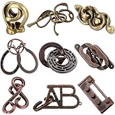 Wettarn 9 Pcs Metal Brain Teasers 3D Steel Puzzle Set, Fashion Style | Smart Logic Test Toys for Adults IQ Challenge, Mind Test Puzzle, Disentanglement Unlock Interlocking Games