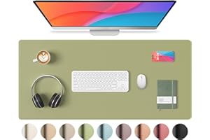ROSLIM Leather Desk Pad Protector, Mouse Pad, Non-Slip Computer Mat for Desk, PU Leather Office Desk Mat for Home & Office, Waterproof Laptop Desk Blotter for Keyboard and Mouse, Sage Grey (13.7''X23.6'')