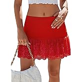 Avidlove Mini Skirts for Women Sexy Mid-Waisted Y2K Skirts Multi-Layer Ruffle Trim Bodycon Skirt