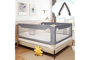TKMYAQ 3-Pack Bed Rails for Toddlers - 2-Minute Quick Assembly, Foldable Baby Bed Rail Guards, Adjustable Height, Fits Kingl Size Beds (3 Pack, 78.7"x78.7"x74.8")