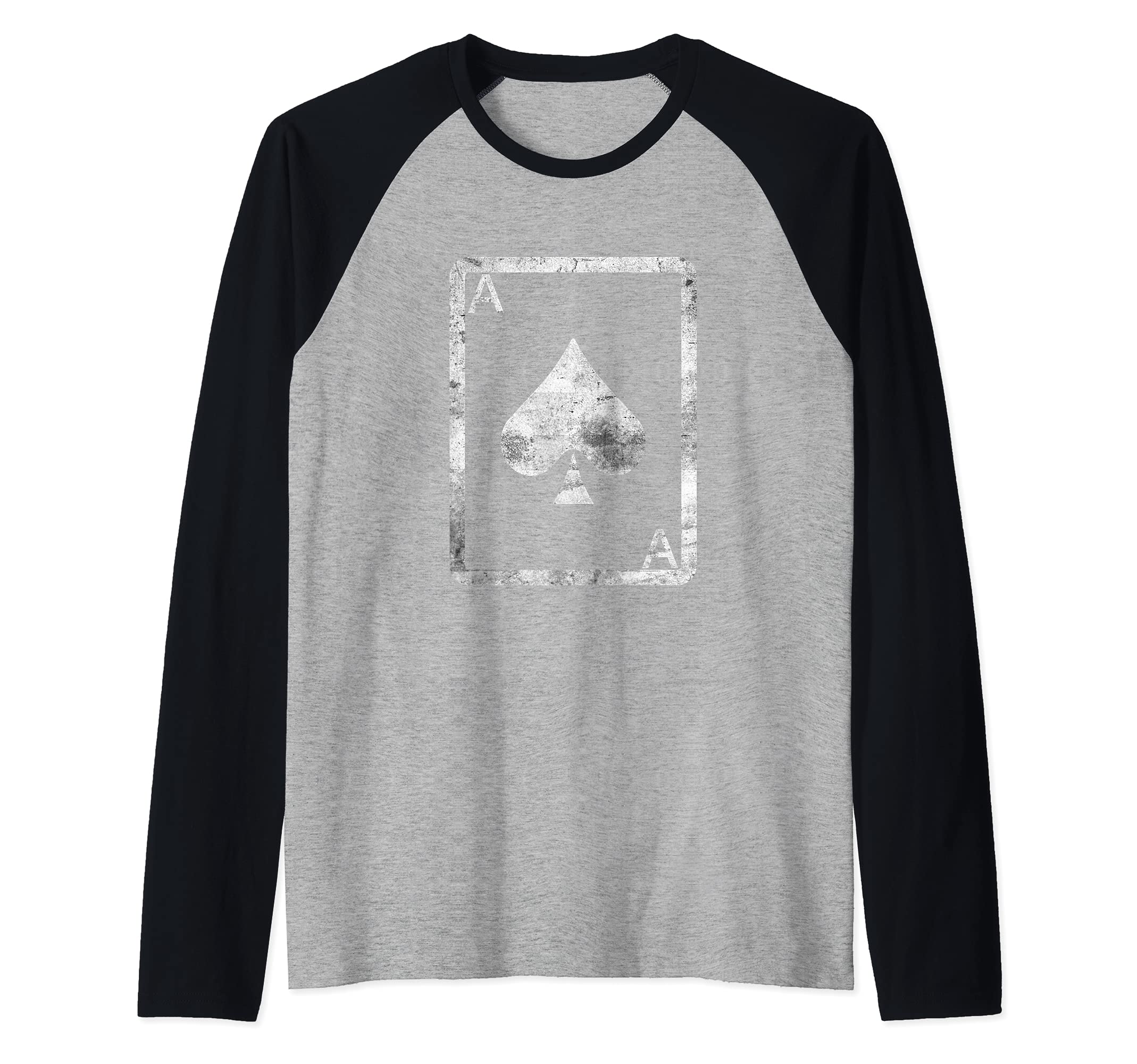 Funny Poker Card Ace Spade Design Gambling Cards Player Raglan Baseball Tee