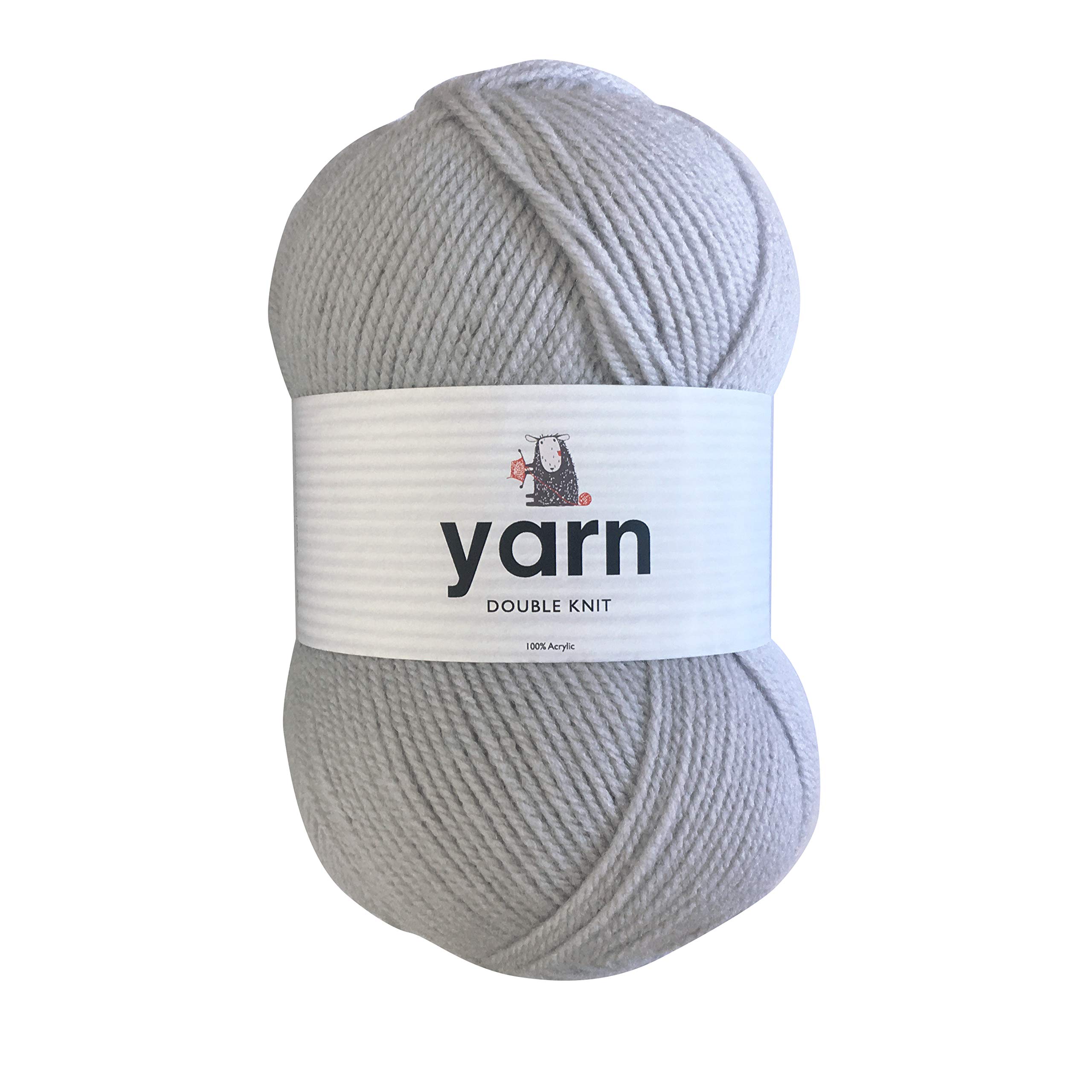 Korbond DK Light Grey Yarn - 100g Acrylic Wool - Lightweight, Hypoallergenic & Durable Double Knit Crochet Yarn Knitting Wool (290m Total)