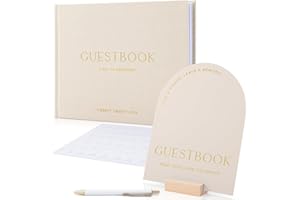 ZICOTO Beautiful Wedding Guest Book Set With Personalized 2025 Year for Your Wedding Reception – Elegant Polaroid Photo Guestbook w Linen Cover, Sign, Luxury Pen & Adhesive Photo Corners to Capture Memories