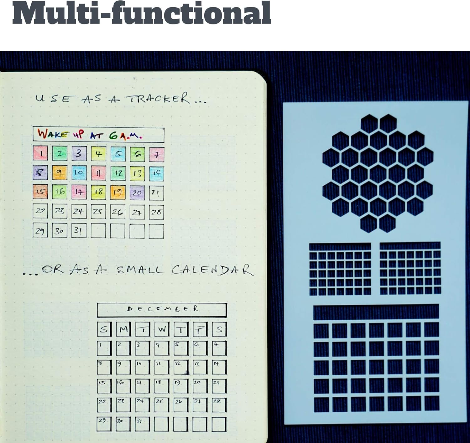 Ultimate Productivity Journal Stencil Set - Custom-Designed Supplies for Bullet Dotted Journal Planners, DIY Templates to Create Calendars, Lists, Letters, Numbers, Habit Trackers by Sunny Streak: Kitchen & Dining